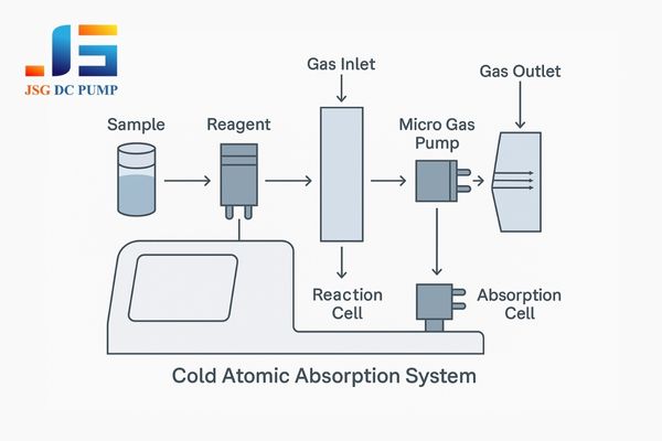 Schematic of a cold atomic absorption system highlighting pump locations