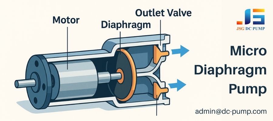 Cutaway diagram of a micro diaphragm air pump in action