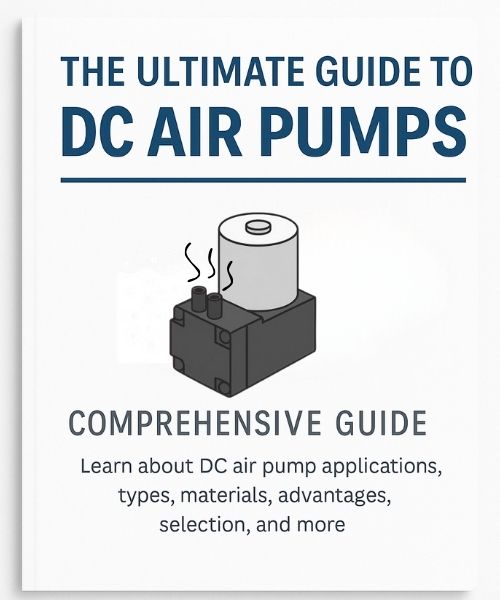 Cover image for “The Ultimate Guide to DC Air Pumps” showing a compact micro diaphragm pump illustration and guide title.