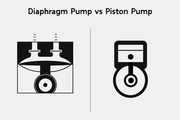 Black and white comparison diagram of diaphragm and piston vacuum pump structures