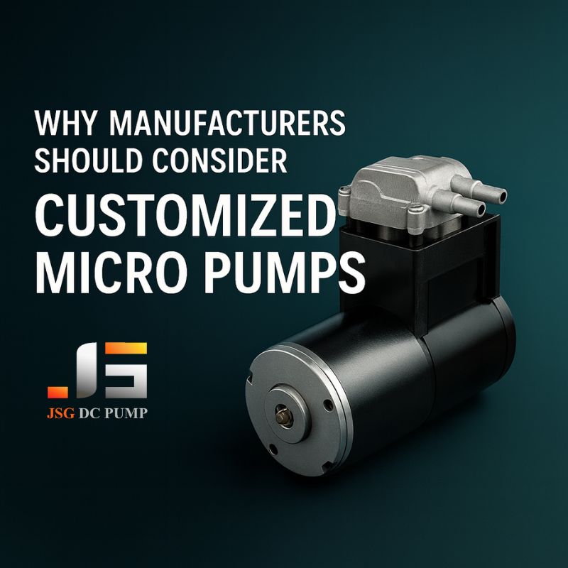 Customized micro diaphragm pump with aluminum head and black motor on premium gradient background for B2B applications.