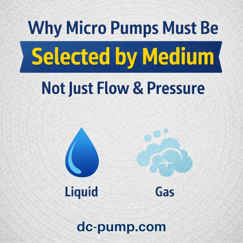 Micro pumps selection guide highlighting the importance of choosing pumps based on gas or liquid medium, not just flow and pressure