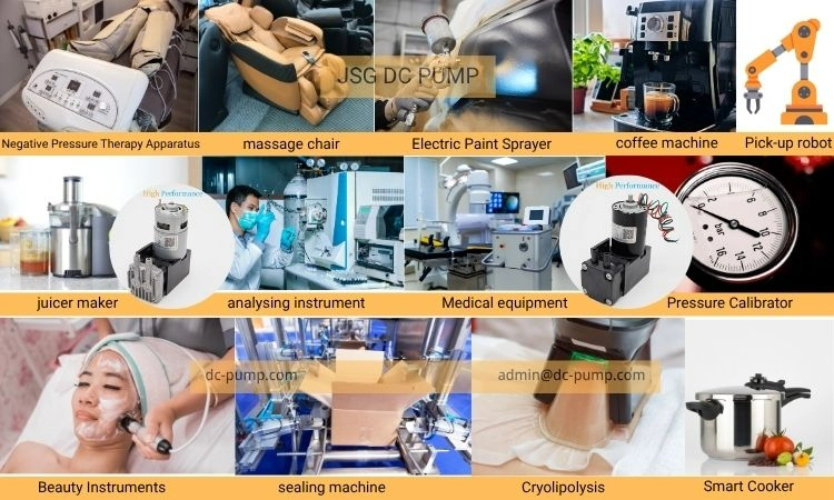 Miniature DC piston pump application examples for medical equipment, gas analysis, sealing, pressure calibration and industrial automation