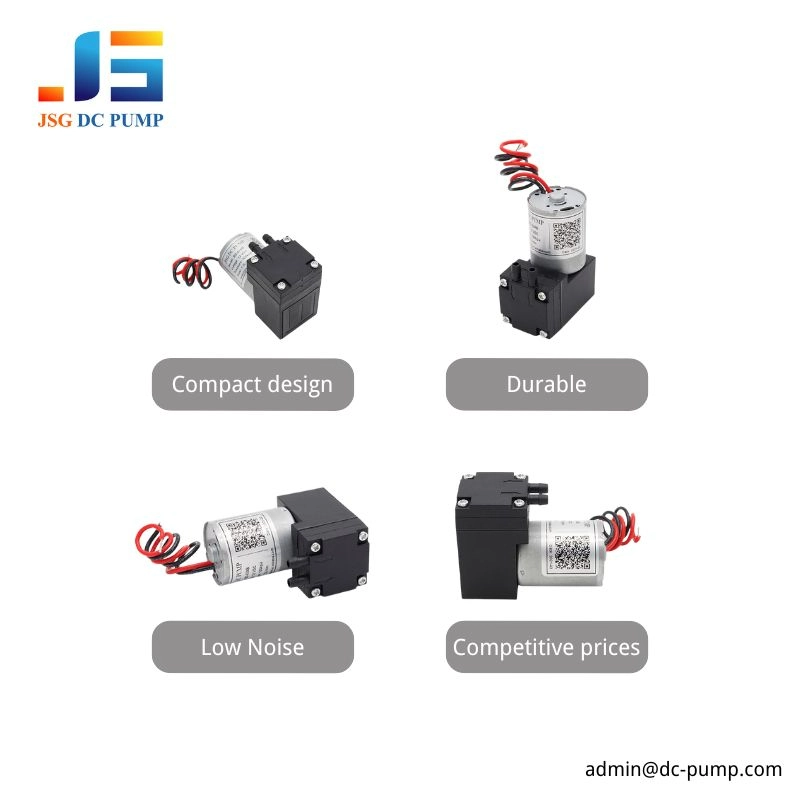 BD-02 Mini Diaphragm Gas Pump Features BD-02 mini diaphragm gas pump feature display showing compact design, durable structure, low noise operation and competitive price advantages.