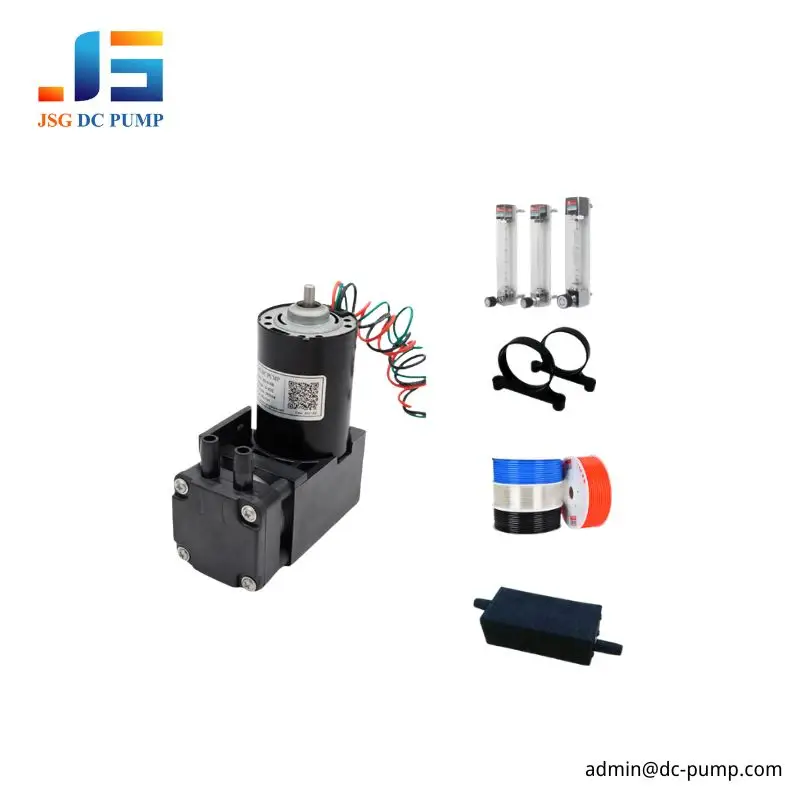 BD-07 Mini Piston Pump OEM Accessories BD-07 mini piston pump with flowmeters, mounting clips, tubing parts, and OEM pneumatic accessories