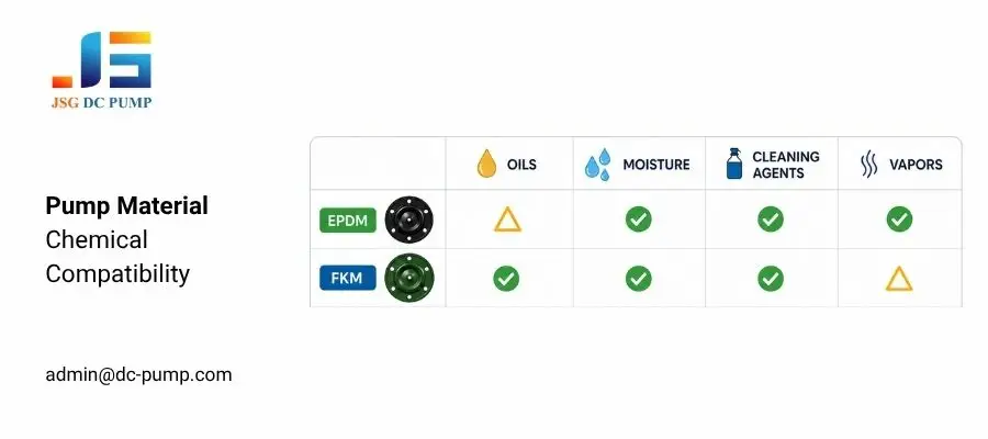 EPDM and FKM pump material compatibility comparison for micro vacuum pumps in body contouring devices