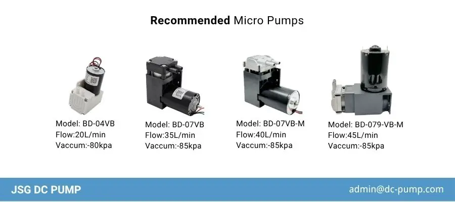 Recommended Body Sculpting Vacuum Pump models BD-04VB, BD-07VB, BD-07VB-M, and BD-079-VB-M