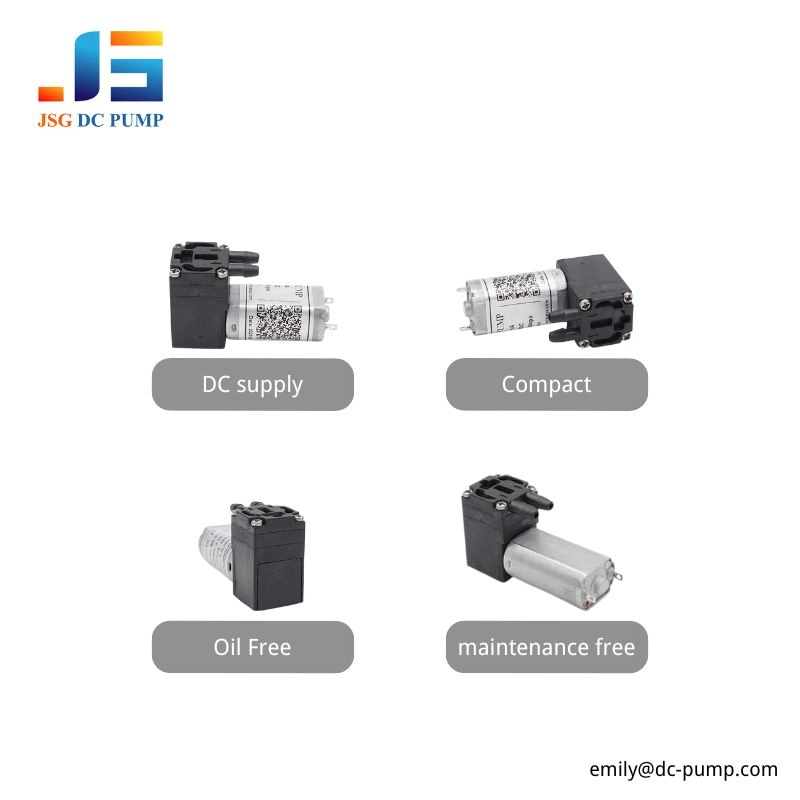 BD-01 Mini DC Air Pump Features BD-01 mini DC air pump features including DC supply, compact size, oil-free design, and maintenance-free operation