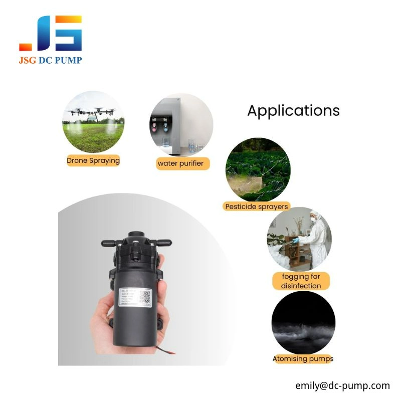 BD-07WB Micro Diaphragm Liquid Pump Applications BD-07WB micro diaphragm liquid pump for water purifier, drone spraying, pesticide sprayers and atomizing applications