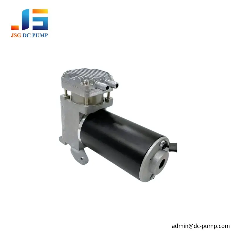 JSG08A/V-S Mini Compressor Vacuum Pump with aluminum-alloy piston head, dual ports and black brushed DC motor