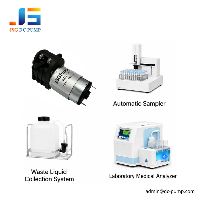 JSG18-C DC Liquid Pump Medical Applications JSG18-C DC liquid pump applications in an automatic sampler, waste-liquid collection system and laboratory medical analyzer