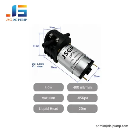 JSG18-C DC liquid pump dimensions and technical performance specifications