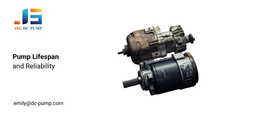 A comparison image from a micro pump selection guide, showing a new, clean micro pump contrasted with an old, worn-out, and failed pump to highlight the importance of lifespan and reliability.