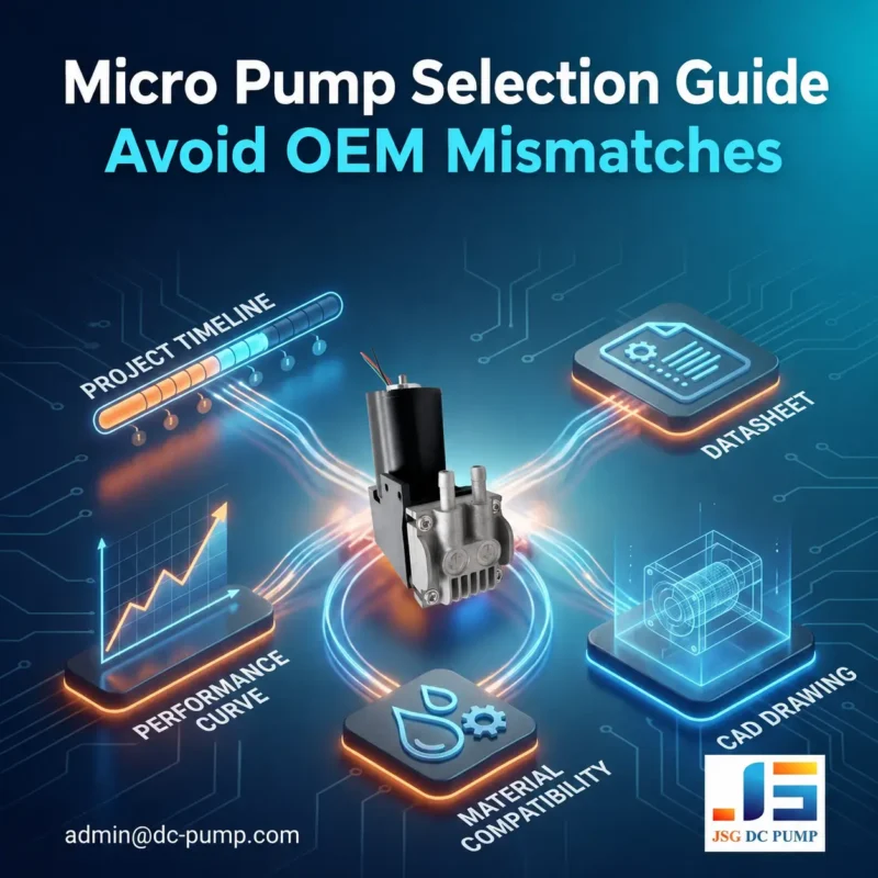 Micro pump selection guide for avoiding OEM mismatches through performance, material, datasheet, timeline, and CAD review