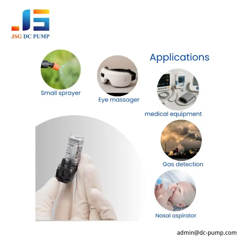 Mini DC Air Pump Applications for Handheld Devices Mini DC air pump applications in small sprayers, eye massagers, medical equipment, gas detection and nasal aspirators