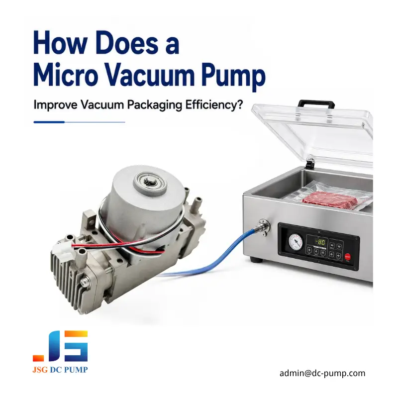 JSG08 micro vacuum pump connected to a stainless steel vacuum packaging machine