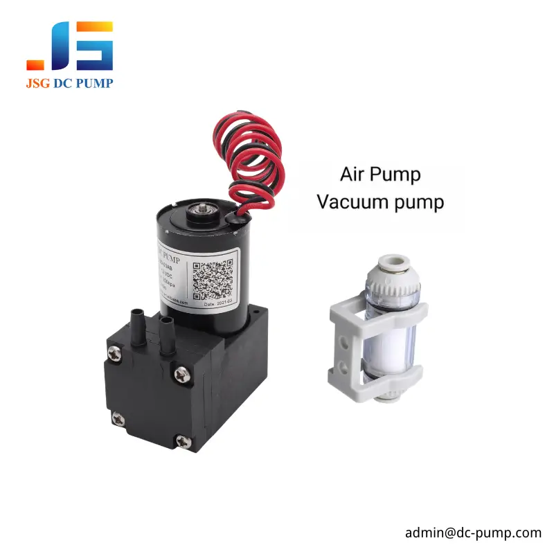Pressure vacuum filter paired with a compact air and vacuum pump