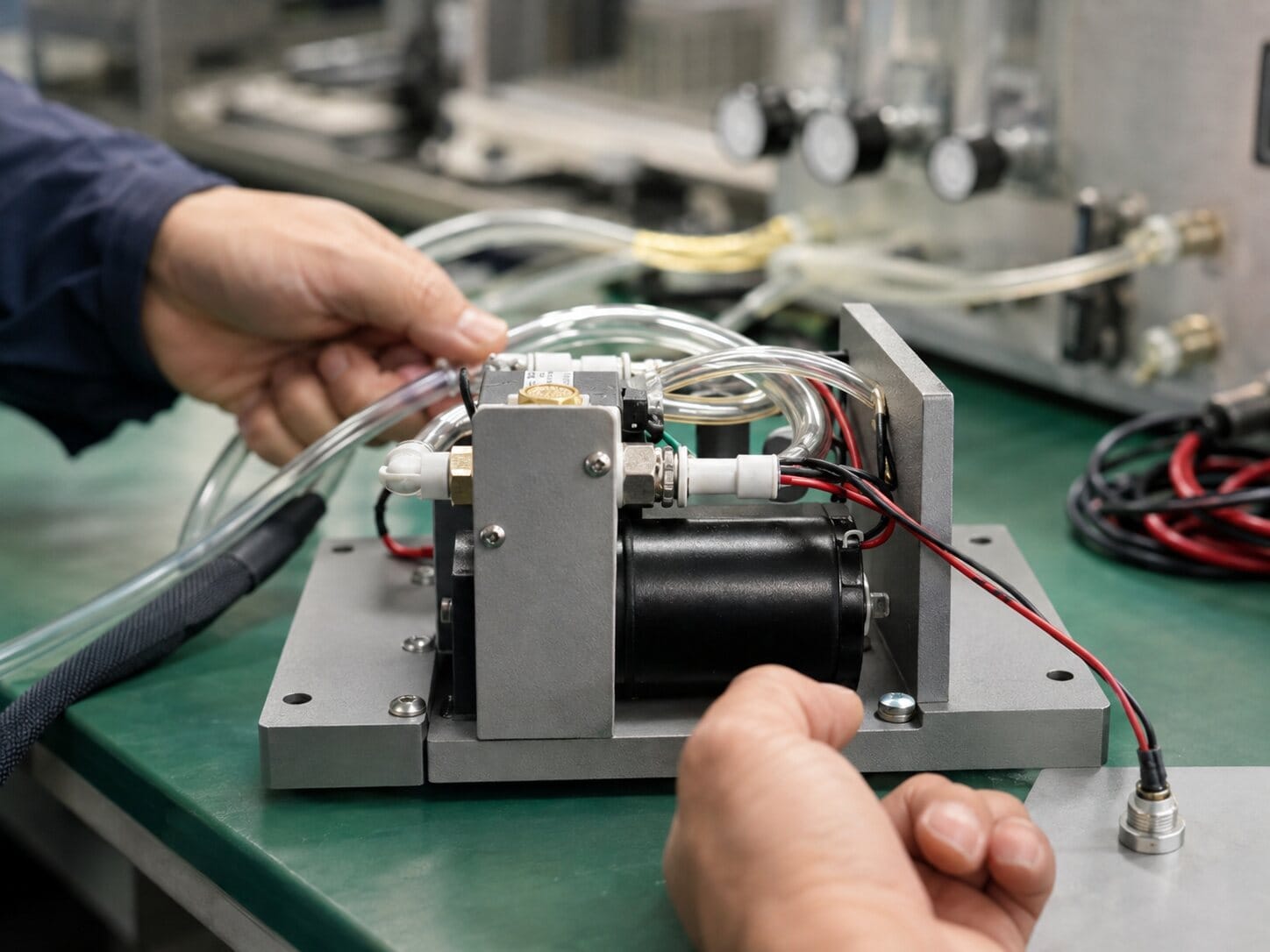 JSG miniature pump system-level validation on a laboratory test fixture