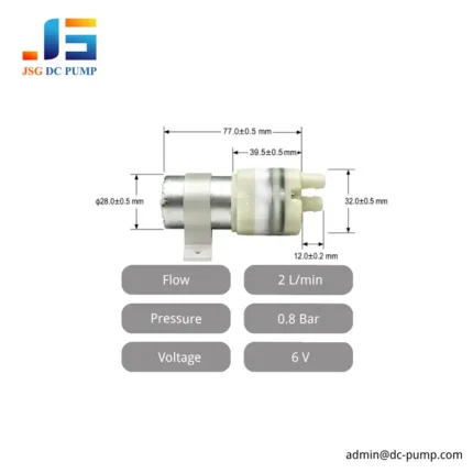JSG05WB diaphragm water pump dimensions and compact body design