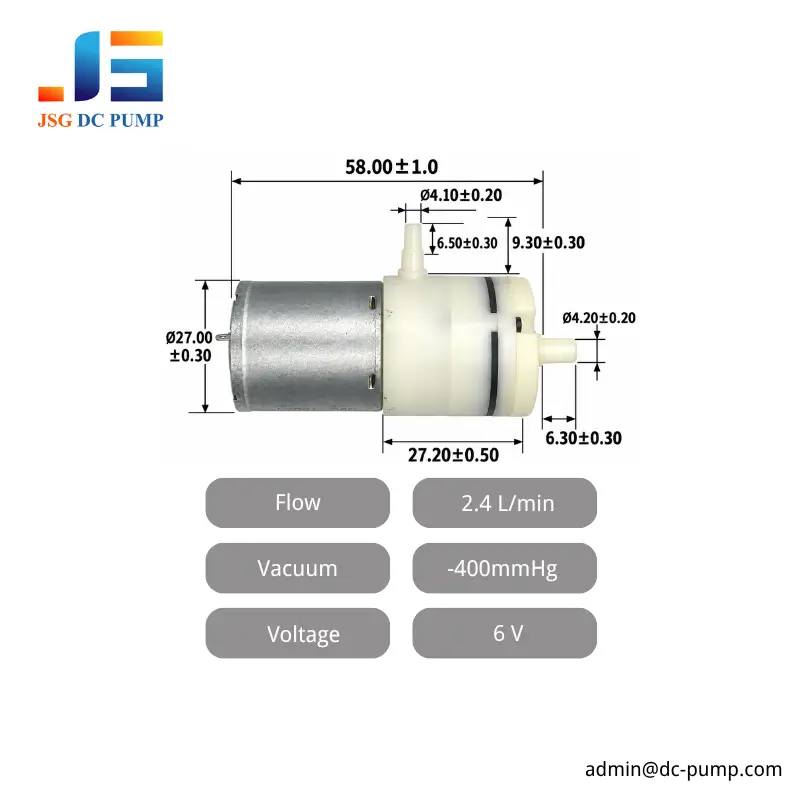 JSG27B06C 6V mini vacuum pump dimensions and specifications