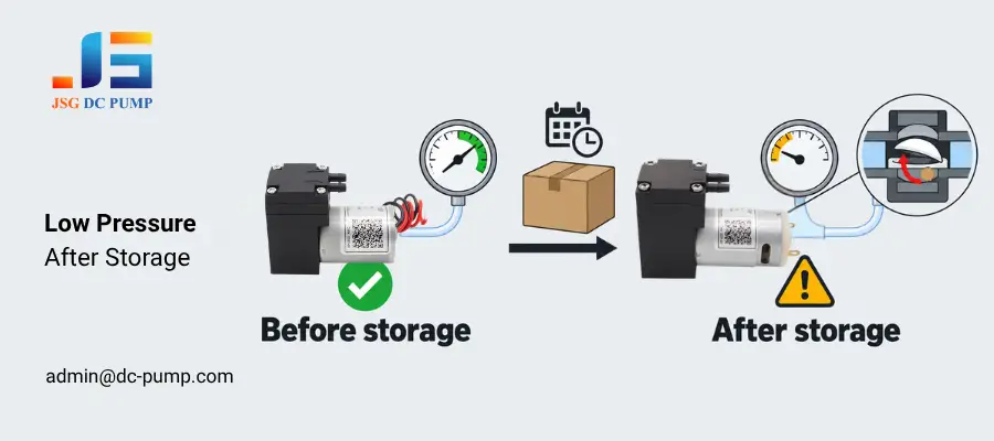 micro pump low pressure after storage