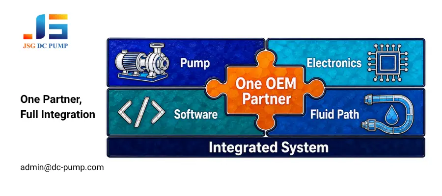 OEM partner integrating pump, electronics, software, and fluid path into a complete pump system